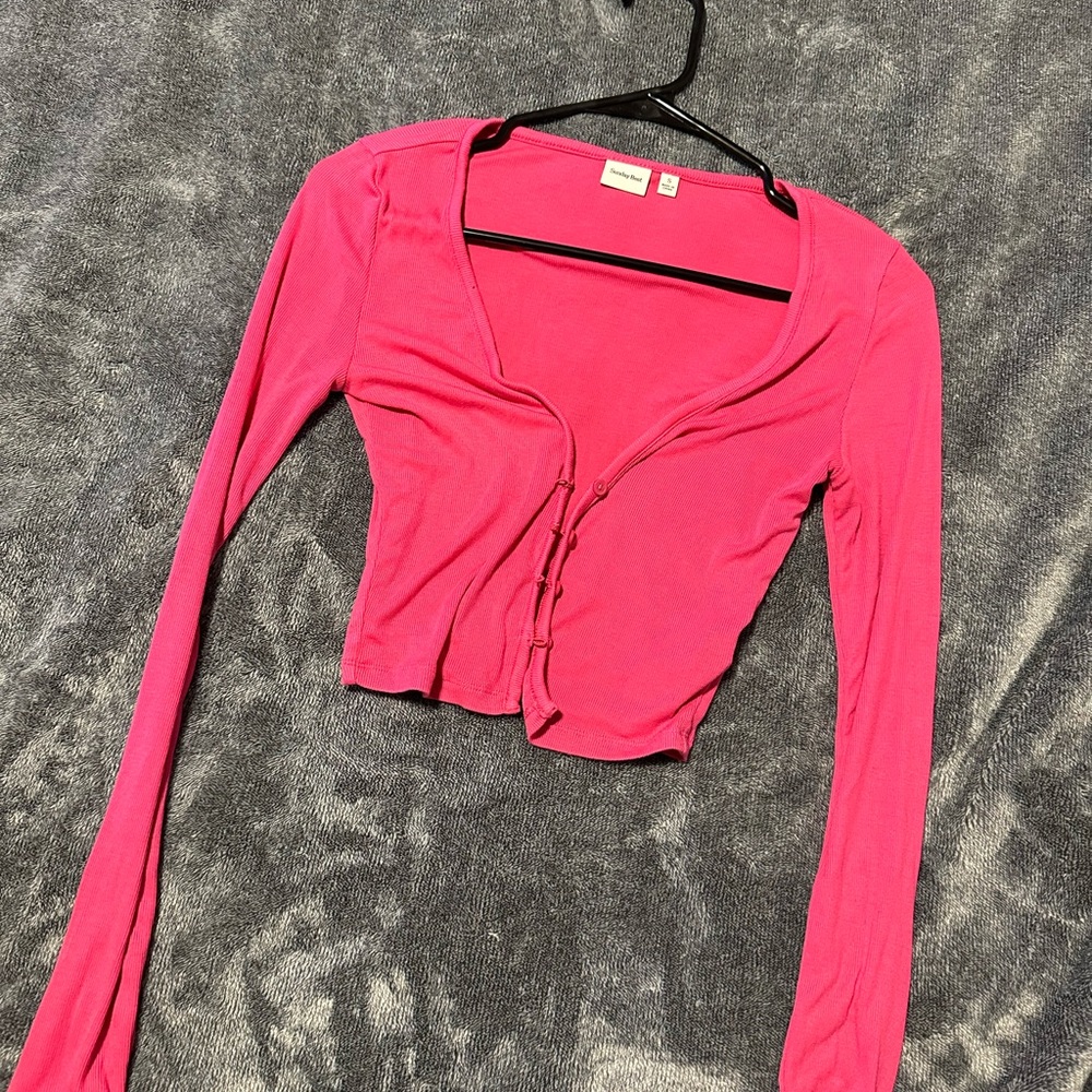 Hot pink crop cardigan